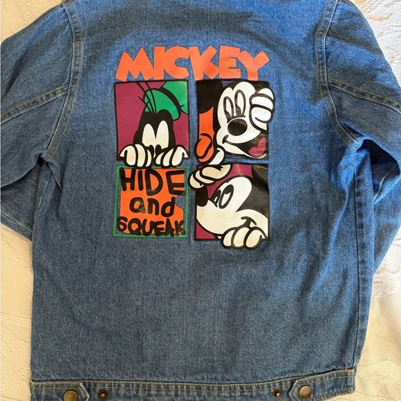 Blue Mickey Denim Jacket Retro Kids size 130 fits size 5-7 - Picture 1 of 4